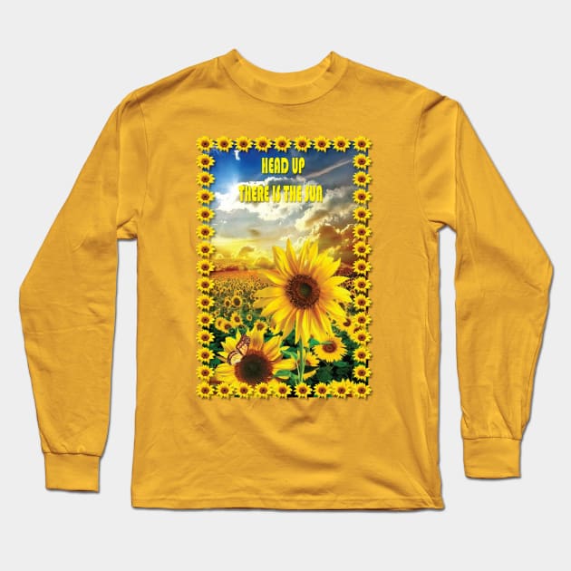 Sunflower - head up #3 Long Sleeve T-Shirt by SpaskeArt